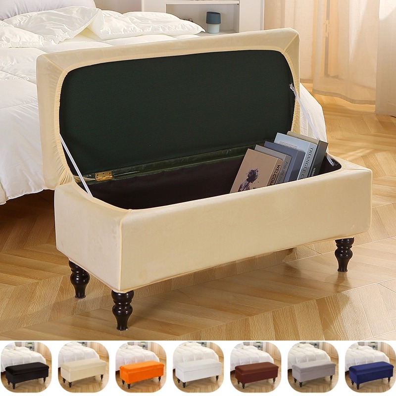 Office Furniture Plan - 1PC Soft Velvet Storage Stool Cover