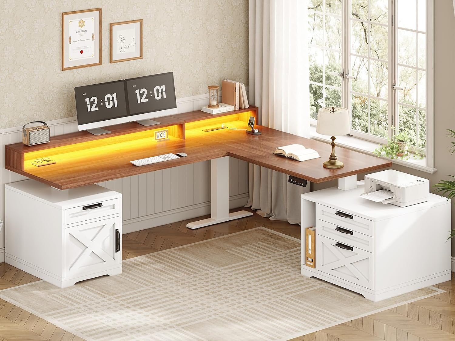 Office Furniture Outlet - L Shaped Standing Desk Height Adjustable