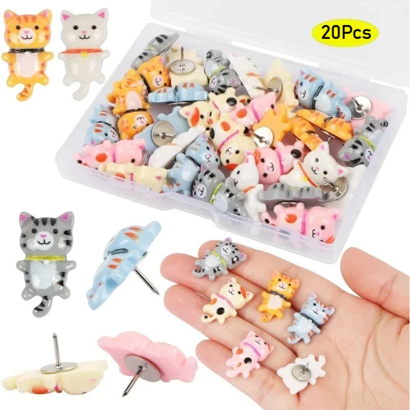 20Pcs Cute Resin Cat Push Pins - Office Furniture Online recension och pris