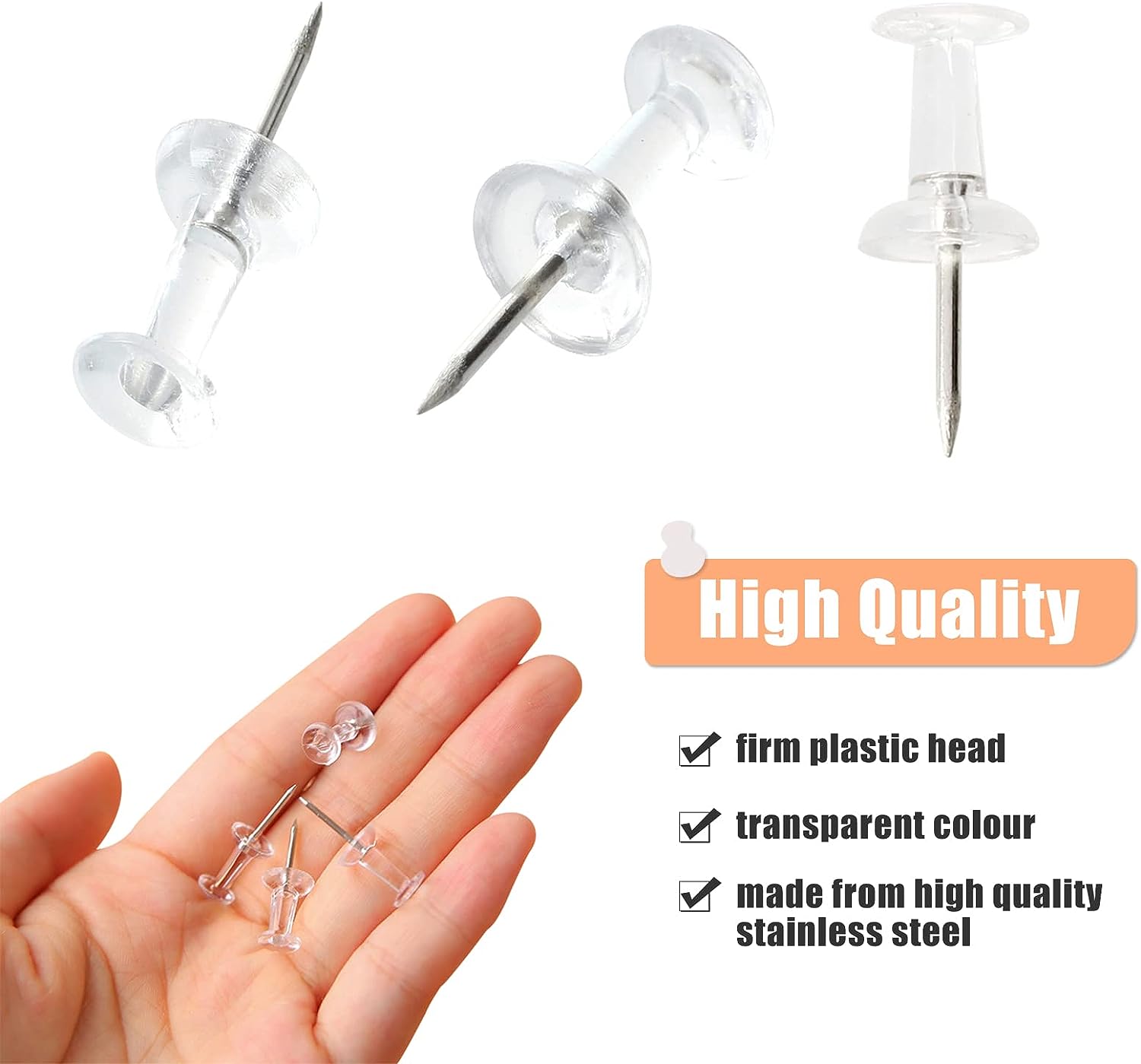 50/100Pcs Push Pins Transparen - Office Furniture Online recension och pris