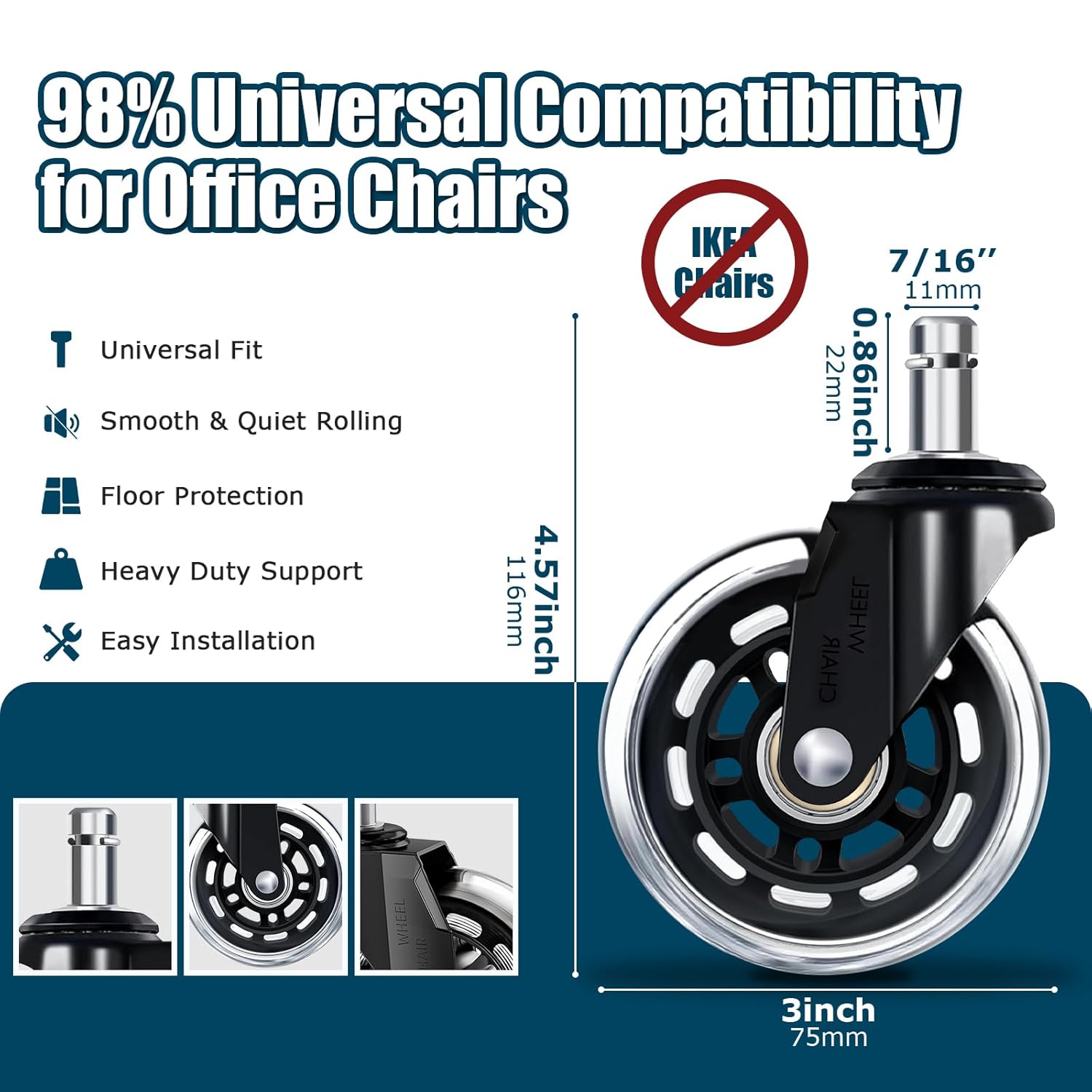 3 Inch Office Chair Wheels Set - Office Furniture Plan recension och pris