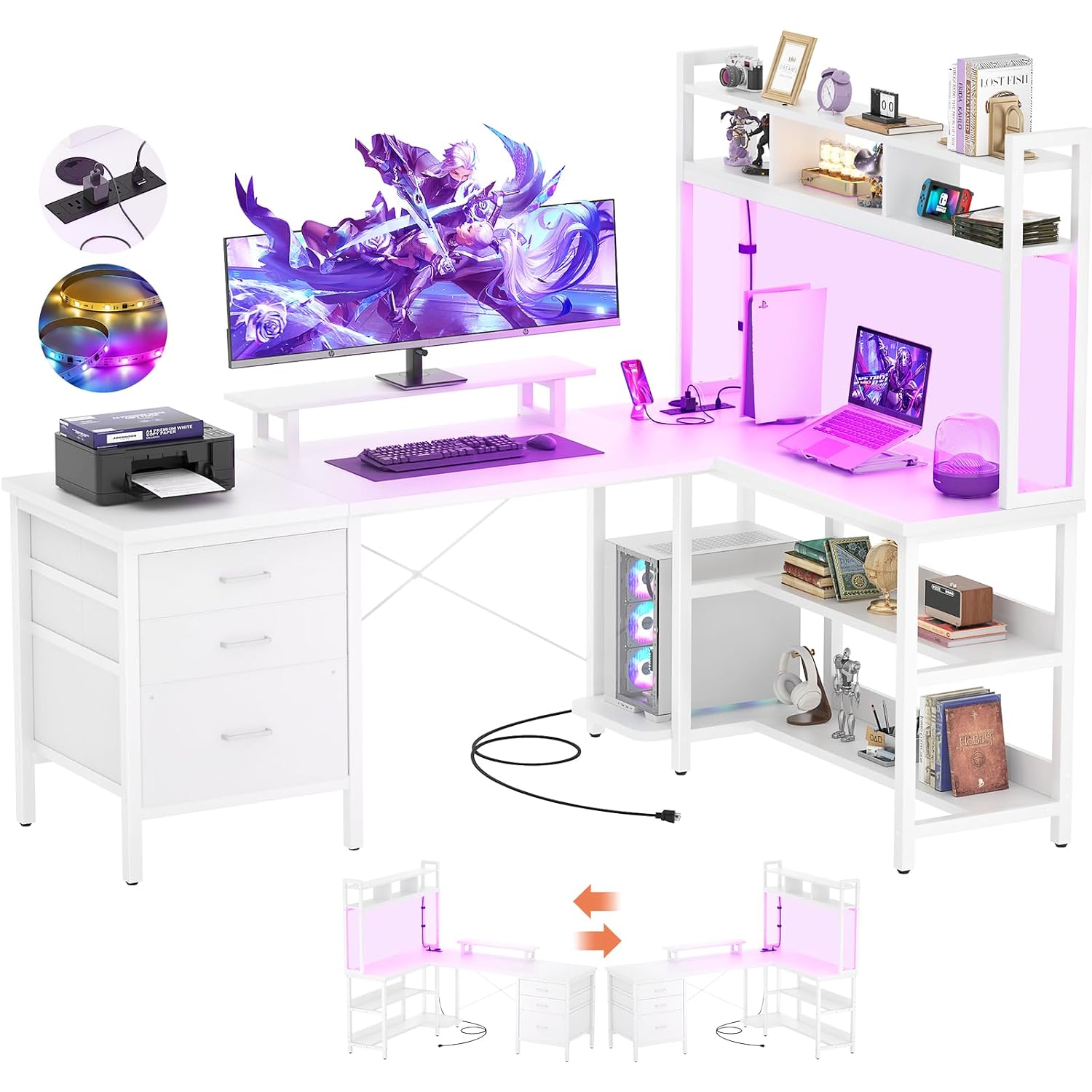 L Shaped Gaming Desk with Hutc - Office Furniture Outlet recension och pris