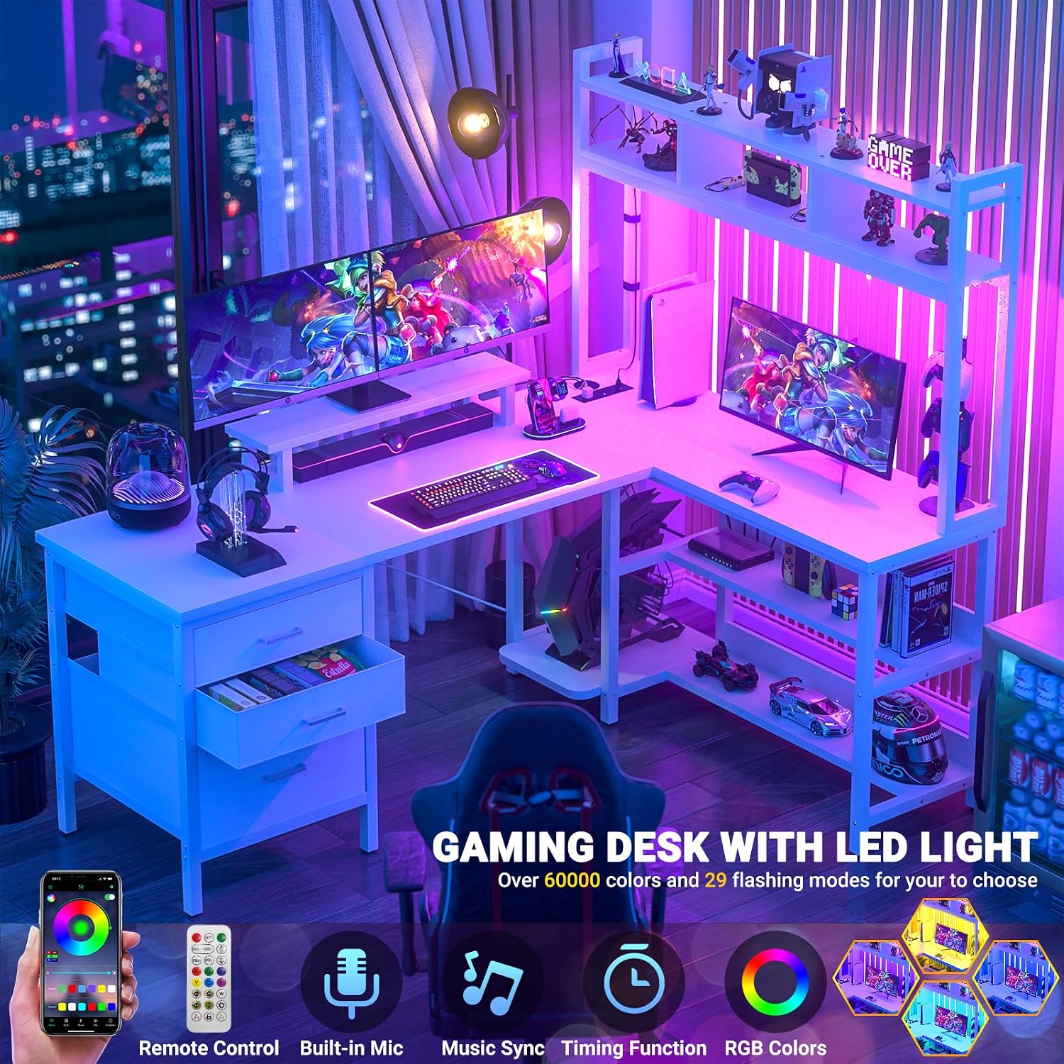 L Shaped Gaming Desk with Hutc - Office Furniture Outlet recension och pris