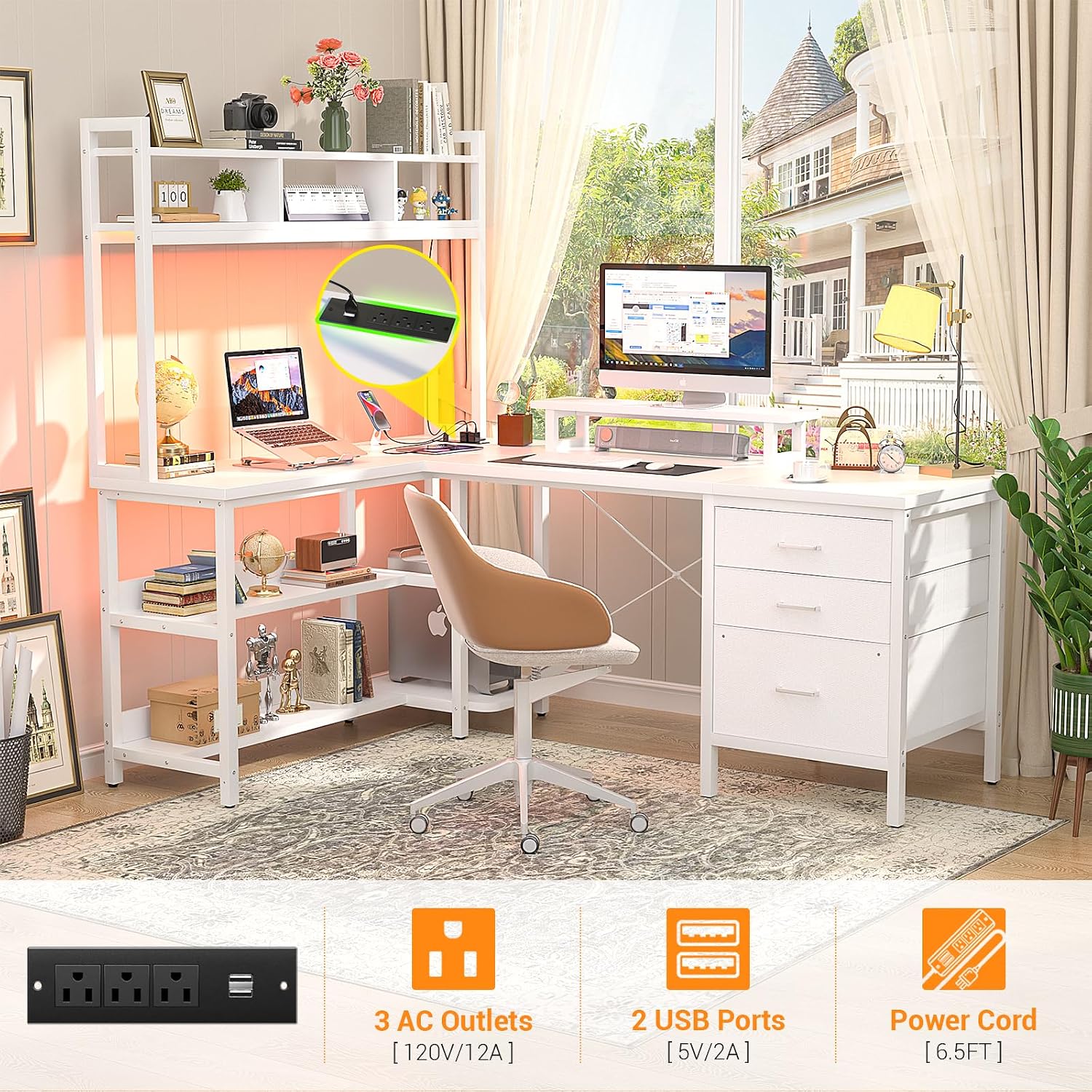 L Shaped Gaming Desk with Hutc - Office Furniture Outlet recension och pris