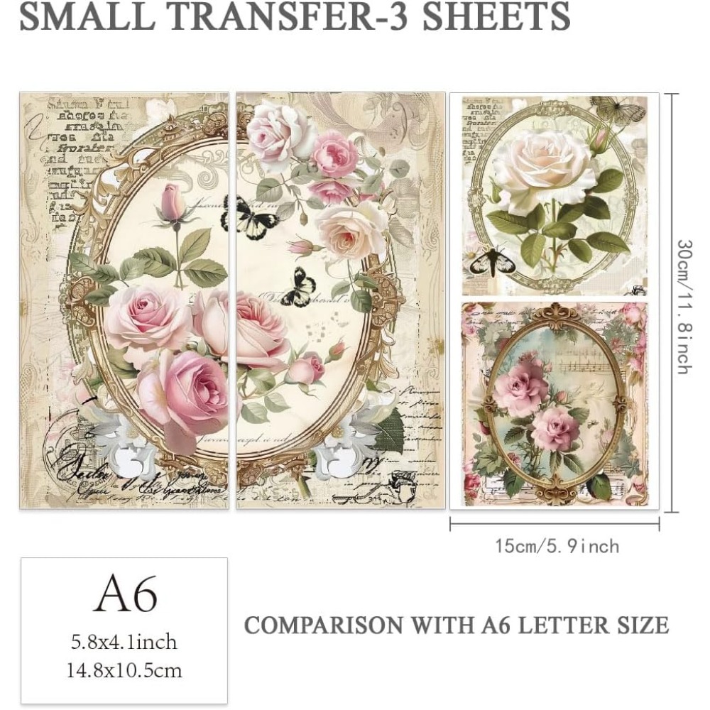 3pcs/Set Rose Rub on Transfers - Office Furniture Plan recension och pris