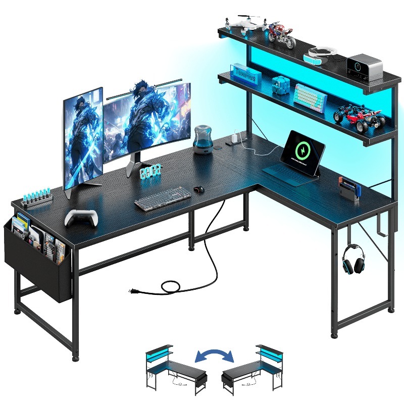 Black L Shaped Computer Desk W - Office Furniture Outlet recension och pris