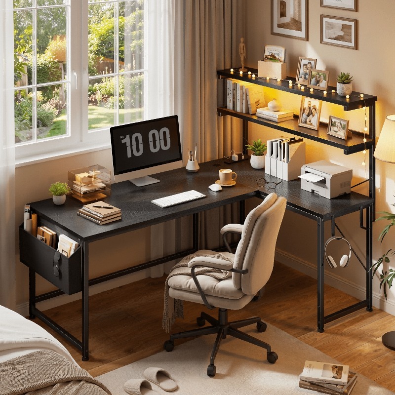 Black L Shaped Computer Desk W - Office Furniture Outlet recension och pris